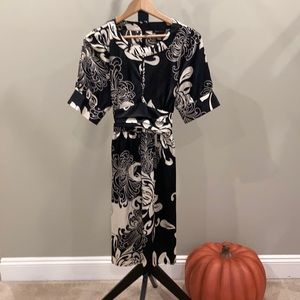 BCBG MAXAZRIA Black & White Silky Dress